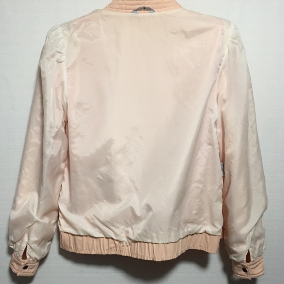 Vtg Rare Extended shoulder space jacket Peach cotton blend zip snap lined jacket - Picture 8 of 14